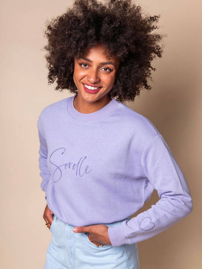 LILAC SORELLE EMBROIDERED SWEATSHIRT for wholesale by SORELLE FASHION LTD