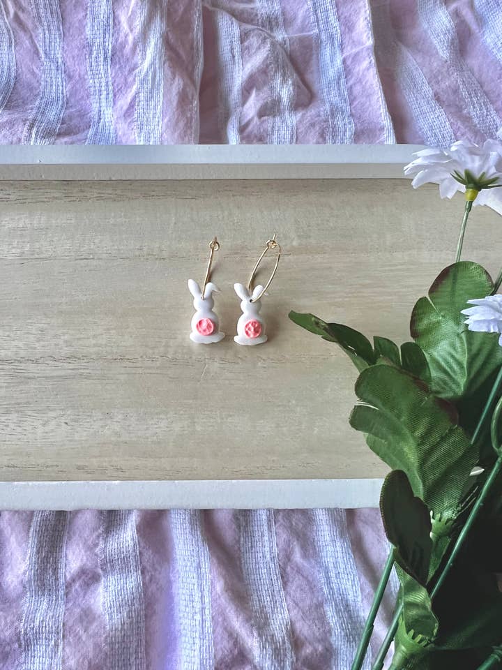 Easter Bunny Earrings, Easter Clay Earrings, Rabbit Earrings for wholesale by SeizeTheClayJewelry