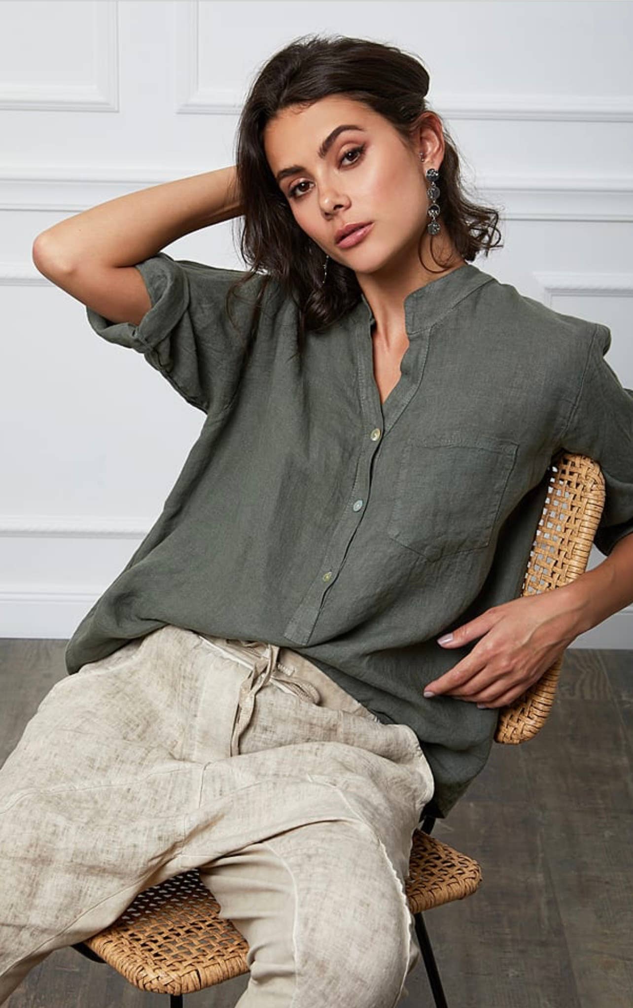 LÉA & LUC - Wholesale Button Down Shirt - Women's - 100% Linen Blouse REF. 636715