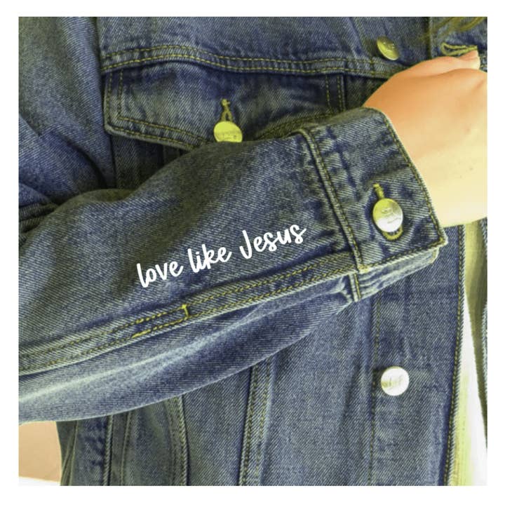 Vintage Washed Love Like Jesus Denim Jacket for wholesale by Love in Faith