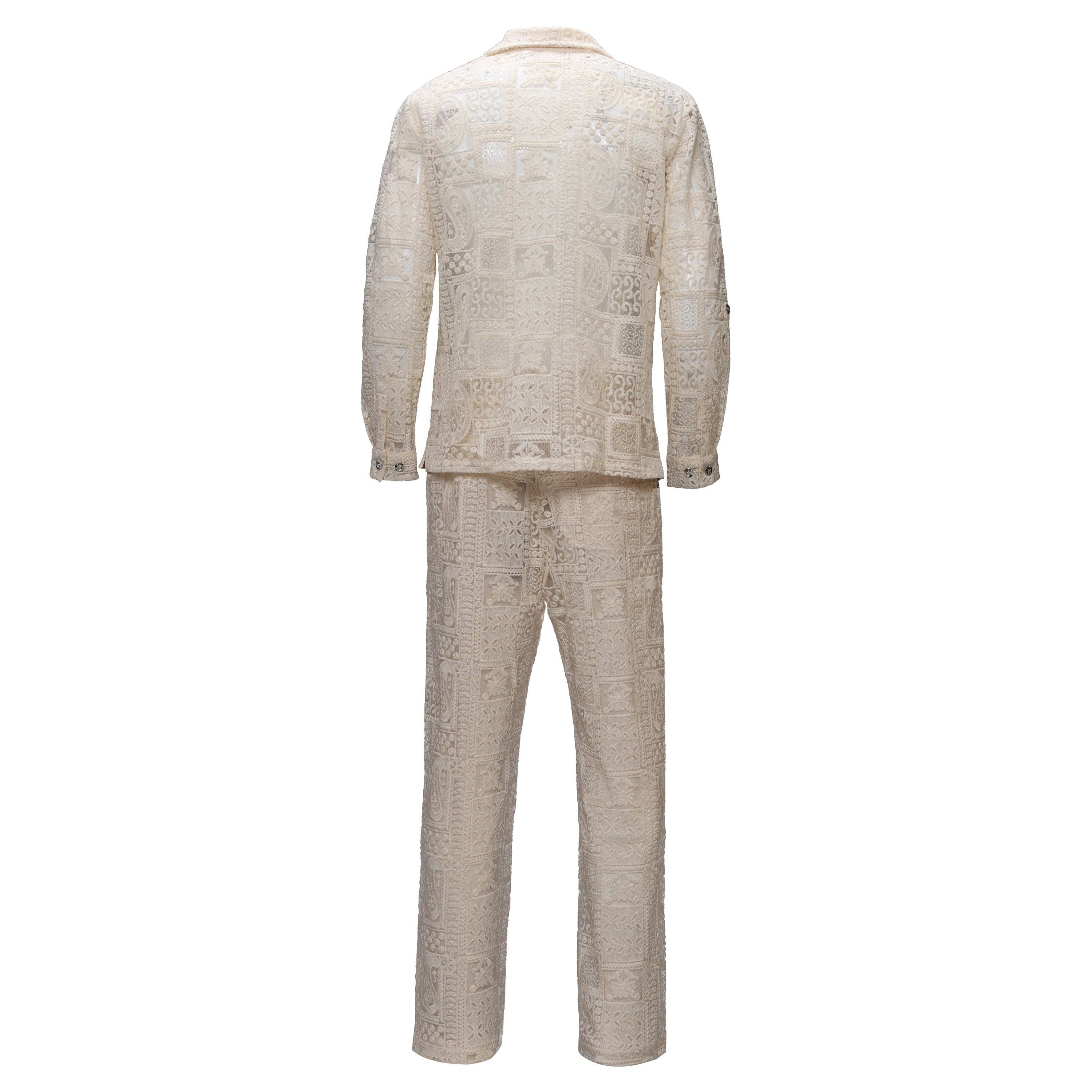 BEIGE Set Due Pezzi Testurizzato Ricamato da Uomo in vendita all'ingrosso su Faire1