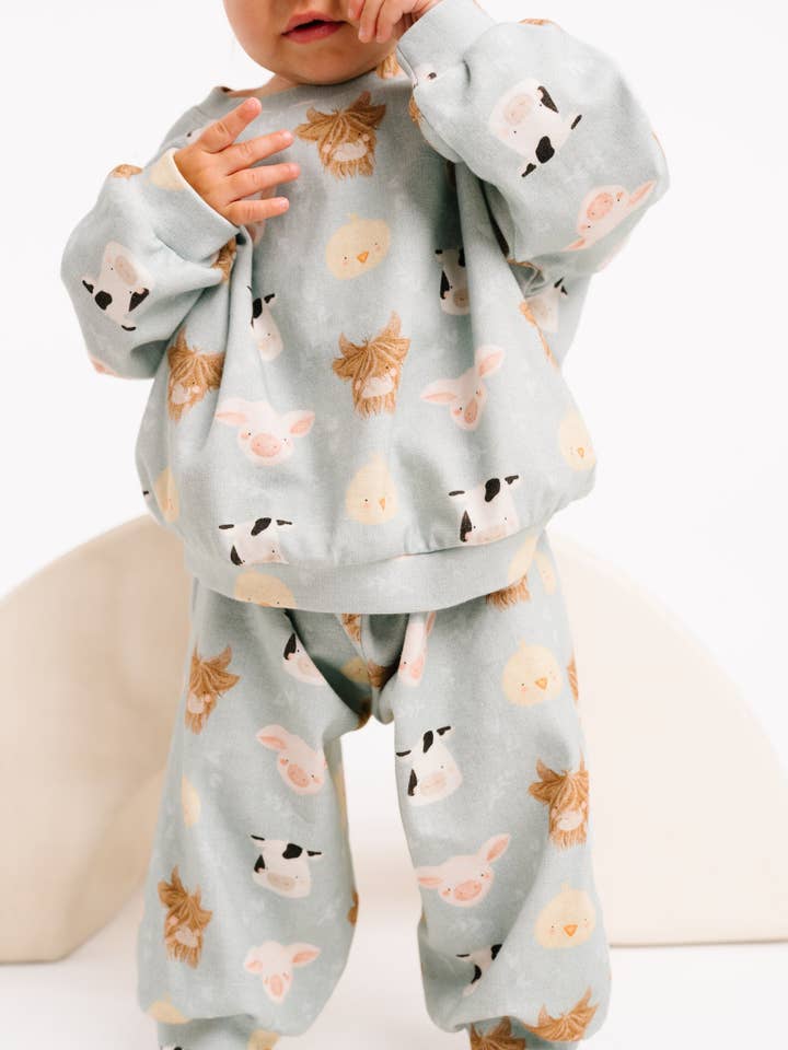 Little One Shop - Wholesale Top & Pant Set - Baby - Happy Farm Sweatsuit5