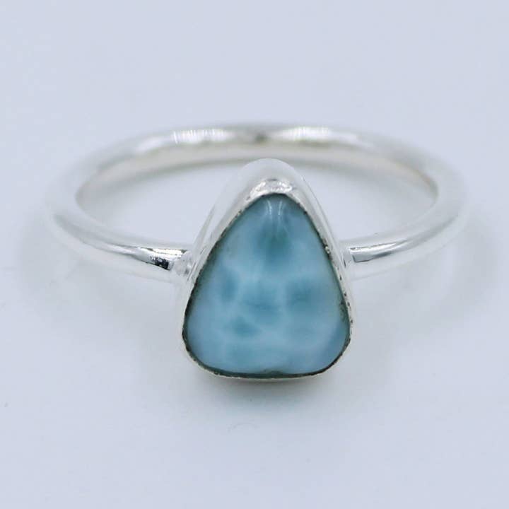 Natural Larimar gemstone 925 Silver Handmade Ring for wholesale by Silvex Jewelry
