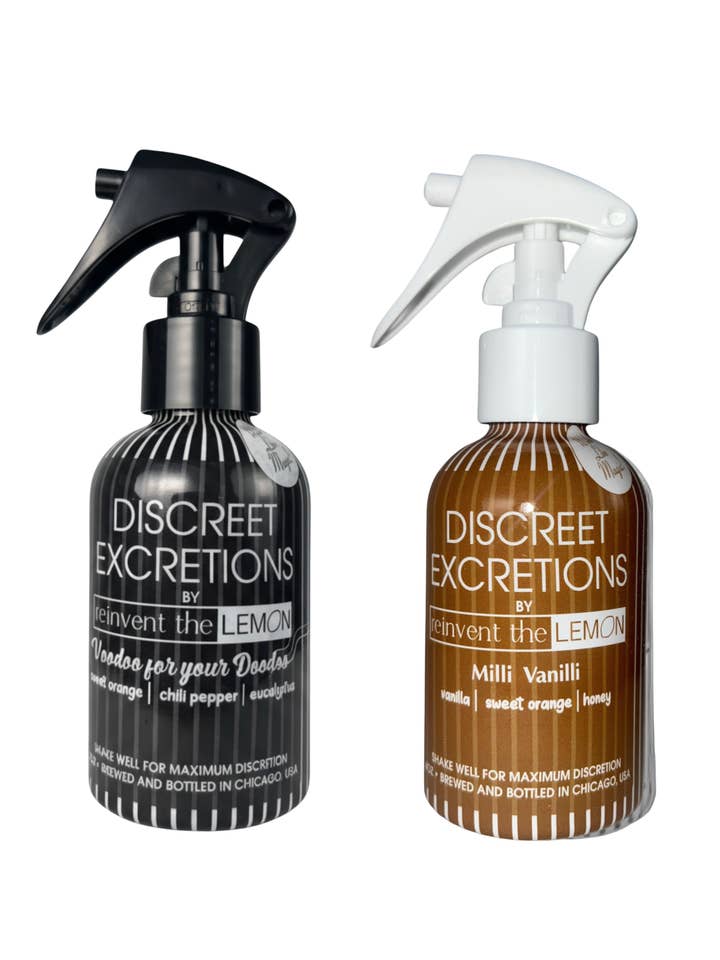 Discreet Excretions Toilet Spray | The Unisex Scent Duo for wholesale by Reinvent the Lemon