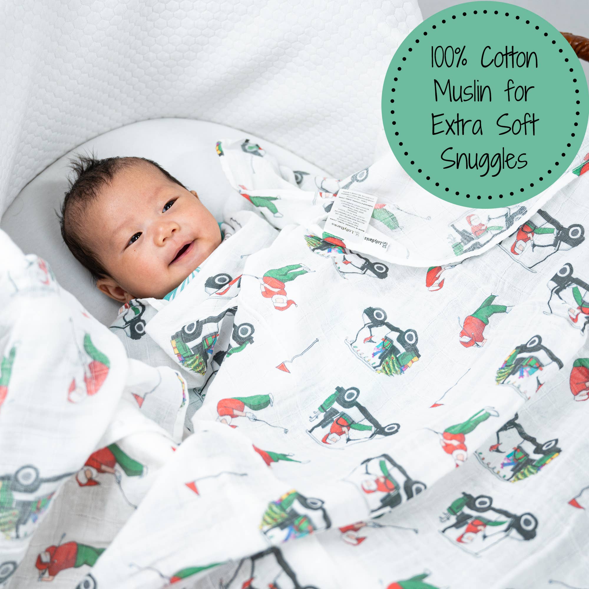 LollyBanks – wholesale Lindning - Baby – Julhelgtema Baby Muslin Swaddle Filt 47"x47"1