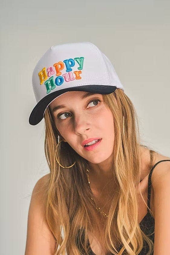 MiMi Wholesale - Wholesale Trucker Hat - Women's - TCM0033 Happy Hour Embroidered Trucker Hat0