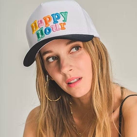 MiMi Wholesale - Vente Casquette de camionneur – femme - TCM0033 Casquette Trucker Brodée Happy Hour