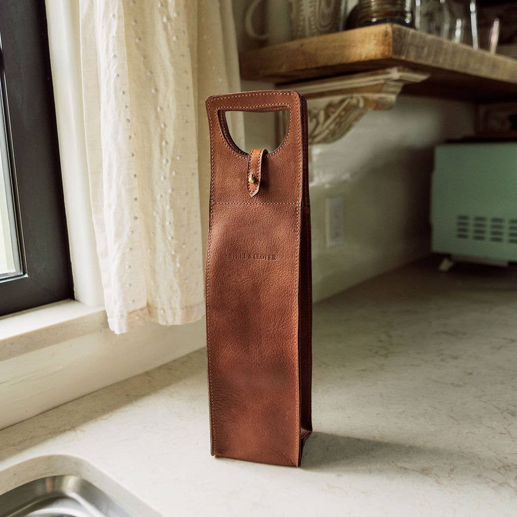 Steel & Clover - Wholesale Wine Tote - Baytree Leather Wine Carrier1