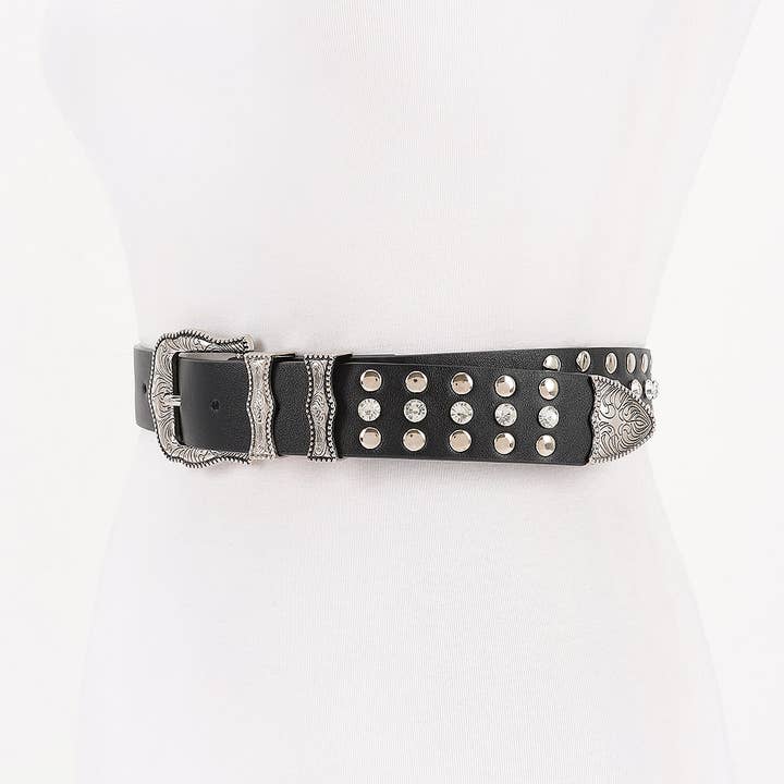 3AM BY H&D ACCESSORIES - Wholesale Belt – Women's - Rivets and Rhinestones Stylish Belt1