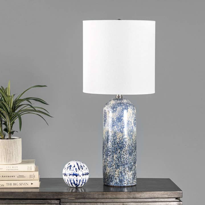bleu Lampe de table en céramique Watts de 25 po en vente sur Faire2