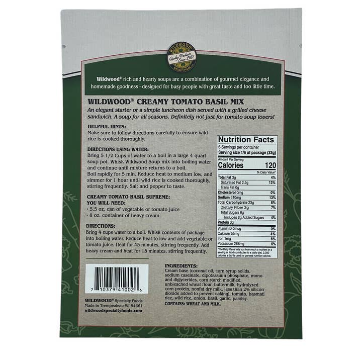Wildwood Specialty Foods - Wholesale Soup - Creamy Tomato Basil Soup Mix2
