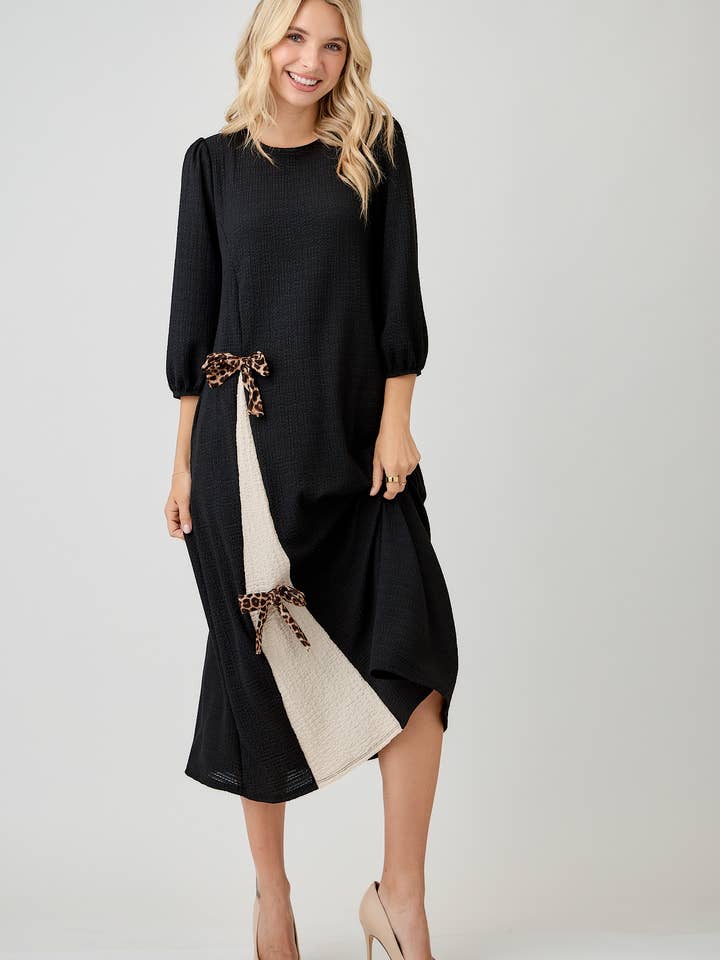 Celeste Clothing - Wholesale Dress - Women's - WOMEN'S MODEST SIDE BOW DRESS WITH PUFF SLEEVES AND POCKETS18