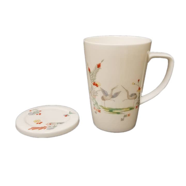 350ml Crane Mug Of Bone China W/lid for wholesale by Tobin Tate