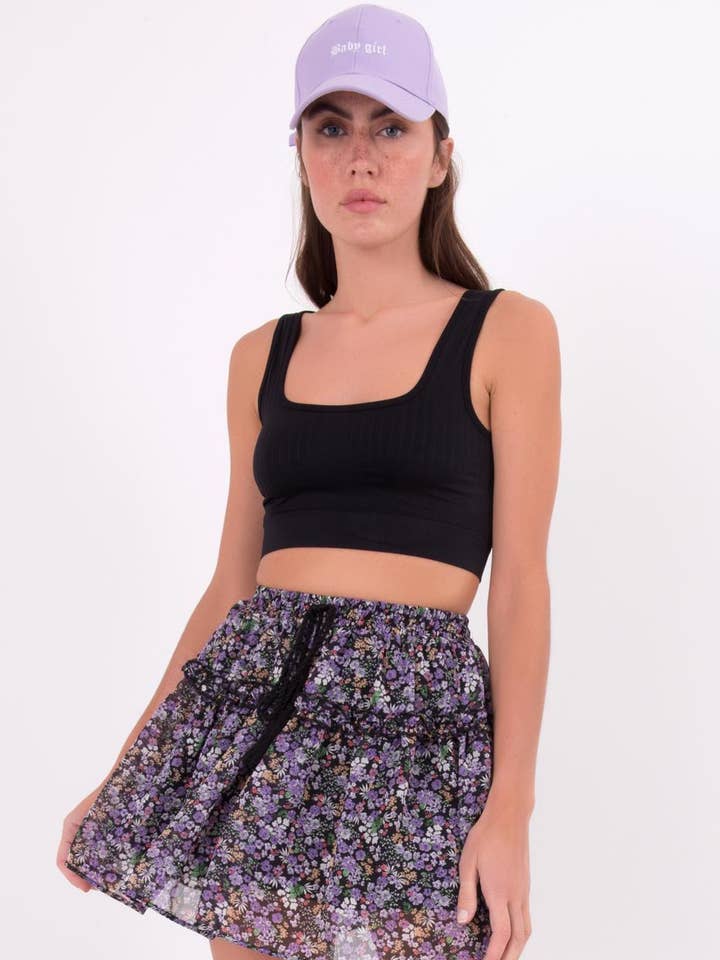 16362-Cross Elastic Band Skirt - Purple for wholesale by BSL