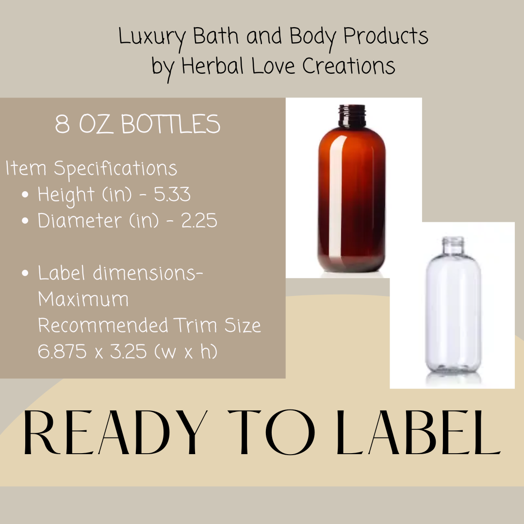 Herbal Love Creations- Luxury Bath and Body - Wholesale Body Cream/Lotion - 8 oz Unlabeled Creamy Body Lotion (amber bottle) - Ready to label1