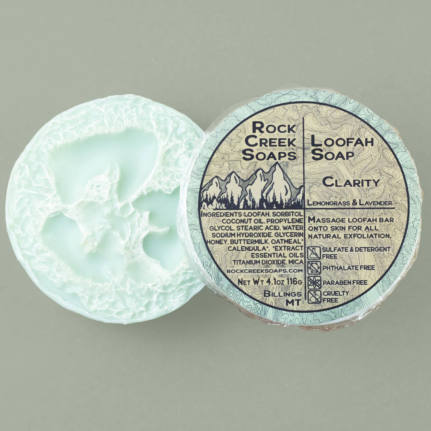 Rock Creek Soaps - Wholesale Loofah - Clarity Loofah Soap | Lemongrass & Lavender Essential Oil0
