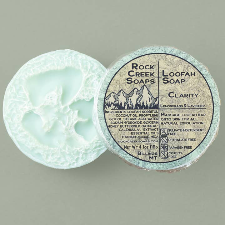 Rock Creek Soaps - Wholesale Loofah - Clarity Loofah Soap | Lemongrass & Lavender Essential Oil