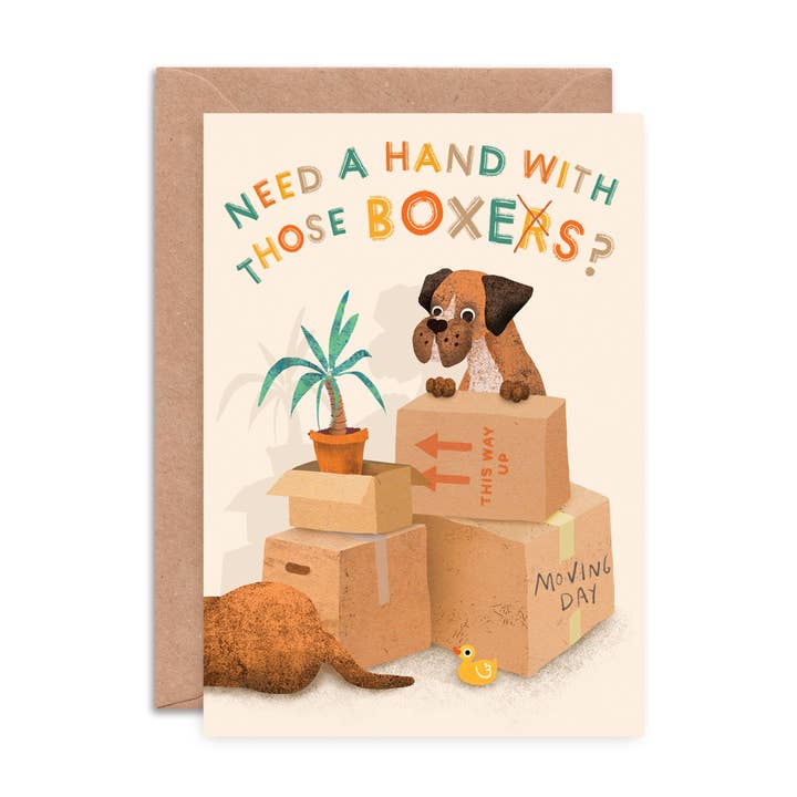 Those Boxers Funny Dog Greeting Card for wholesale by Emily Nash Illustration Greeting Cards