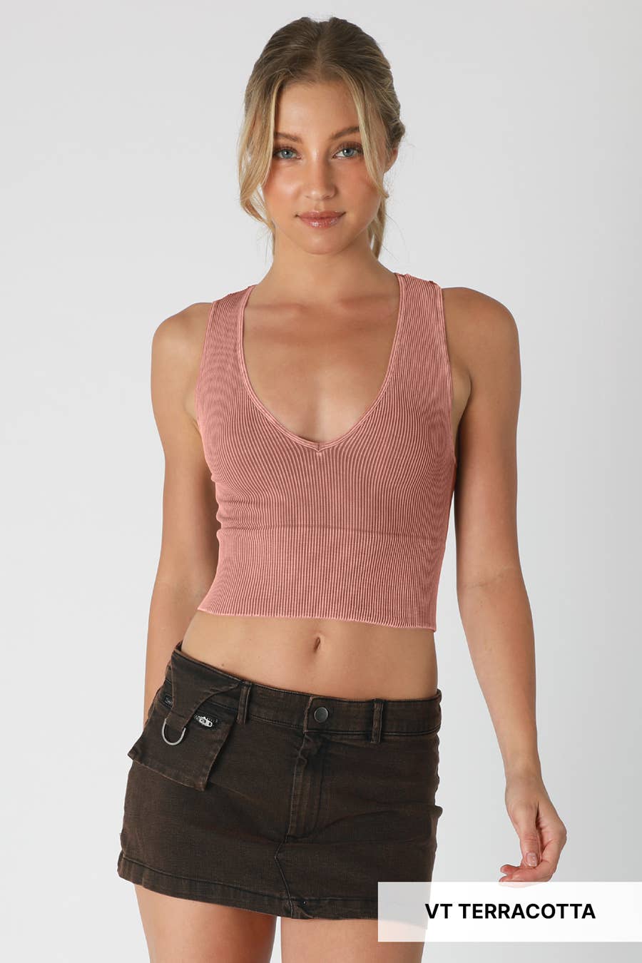 NIKIBIKI - Wholesale Knit Top - Women's - NS8192 - Vintage Plunge V-Neck Seamless Crop Top15