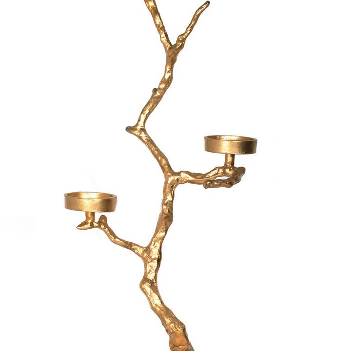 Árvore votiva de alumínio dourado 3 com suporte pequeno (27 “Hx12" x6,5") por atacado de S.N.K. Home Decor