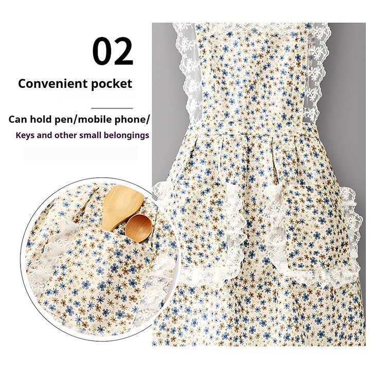 ACCITY - Wholesale Apron - Floral Lace Trim Kitchen Apron for Women_CWMM6594