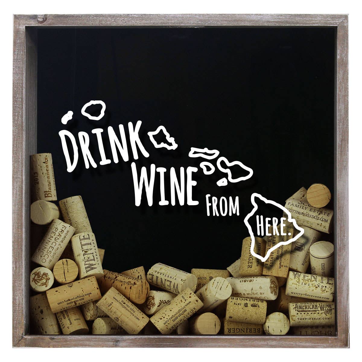 Torched Products - Wholesale Sign - Drink Wine From Here Beer Cap Shadow Box - Farmhouse Antique9