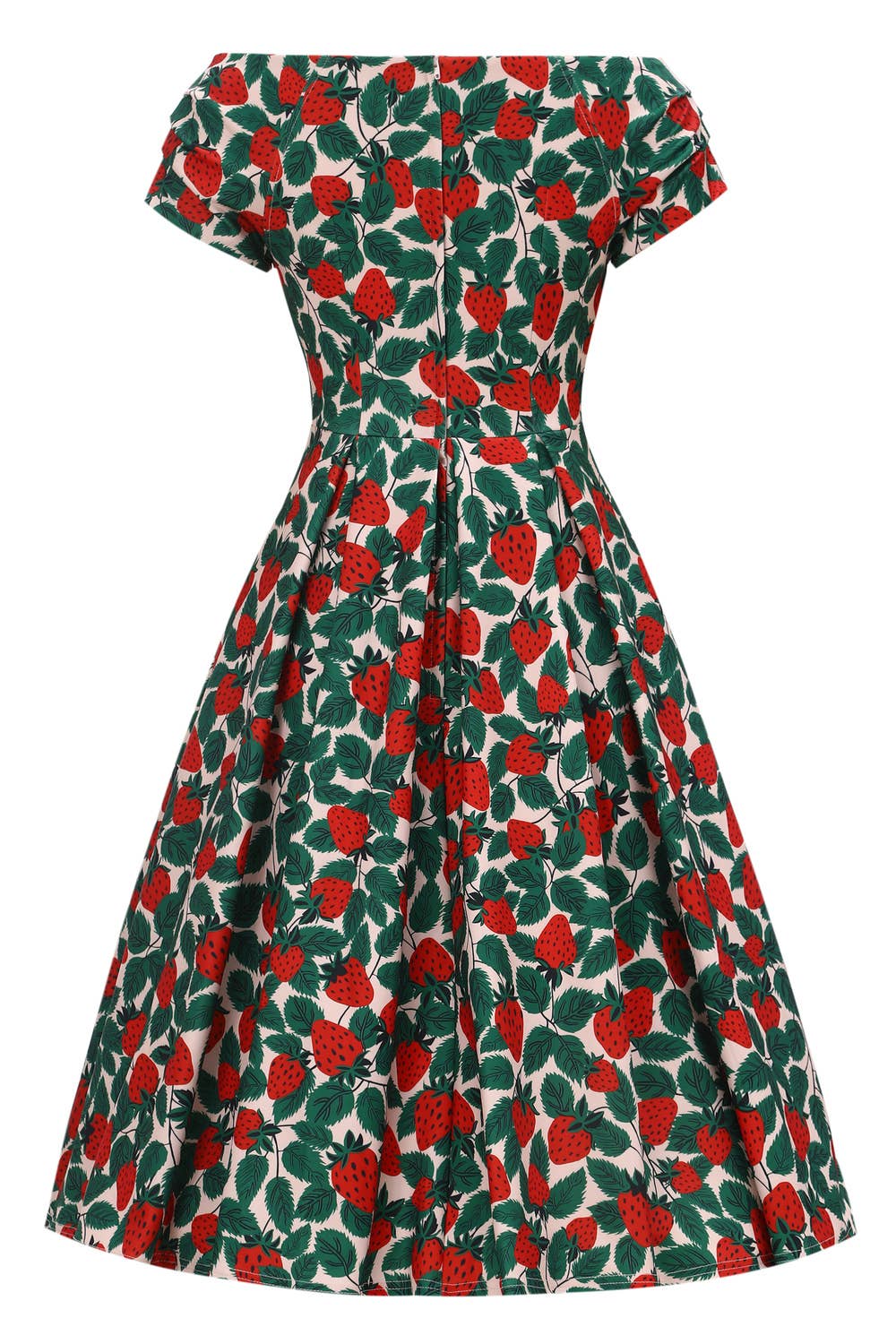 Dolly & Dotty - Venta al por mayor Vestido - Mujer - Luz Beige Claro Blanco Lirio Sin Hombros Inspirado en los Años 50 Fresa6