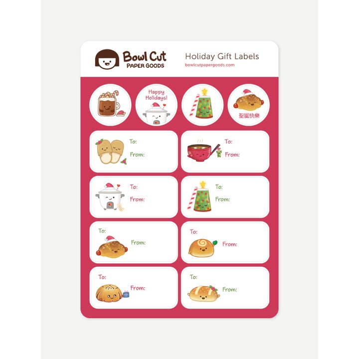 Stickervel voor cadeau-etiketten voor de feestdagen voor wholesale door Bowl Cut Paper Goods