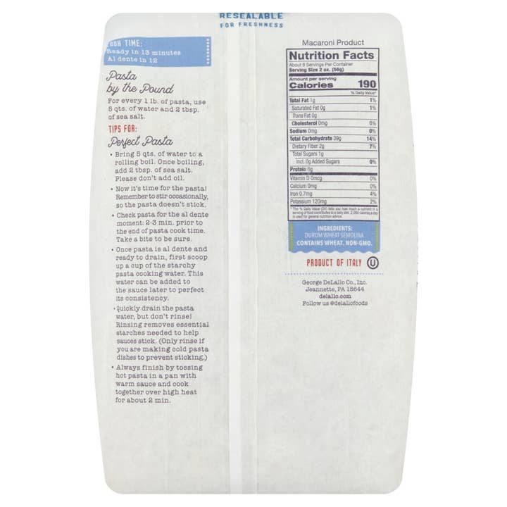 Delallo - Wholesale Pasta - Mezzi Rigatoni1