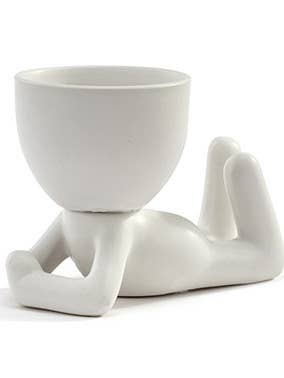 White Reclining Figure Succulent Planter #22277 for wholesale by Napco