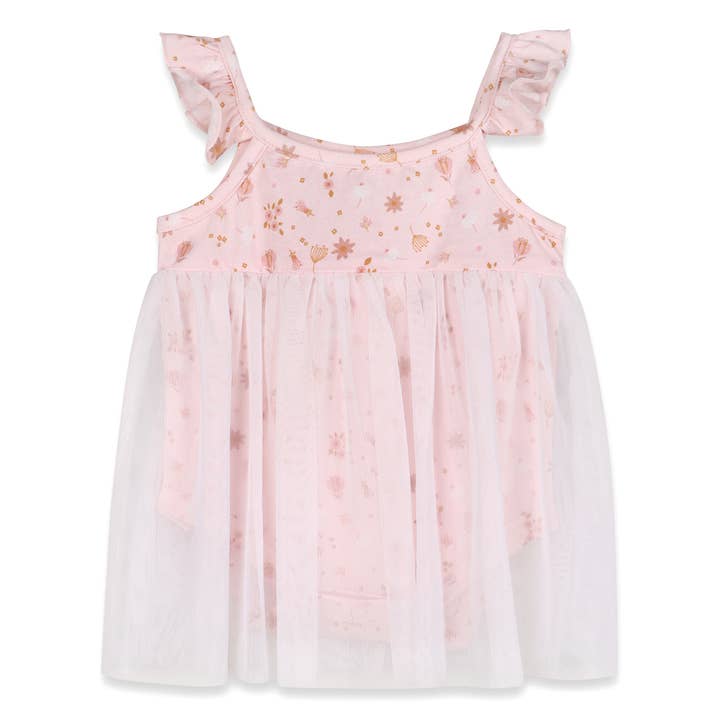 Pink Floral Tutu Romper Baby Dress (Organic Jersey) for wholesale on Faire0