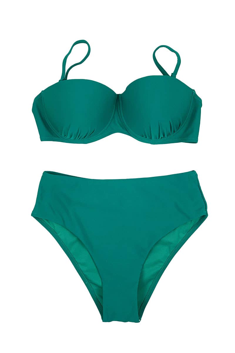 Belle Com'Elle - Wholesale Two Piece Swimsuit - Women's - Plain Color High Waisted Bikini Swimsuit/SY23372