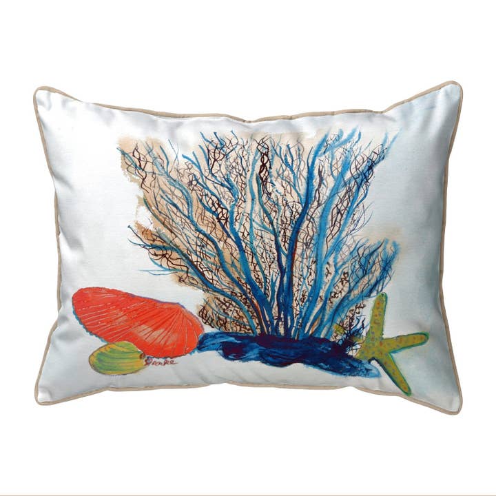 Coral & Shells Corded Corded Pillow for wholesale by Betsy Drake Interiors