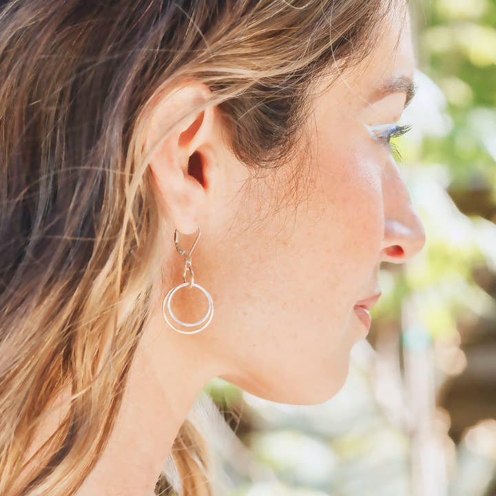 Freshie & Zero - Wholesale Dangle Earrings - Glam Earrings hammered gold filled & sterling silver circles1