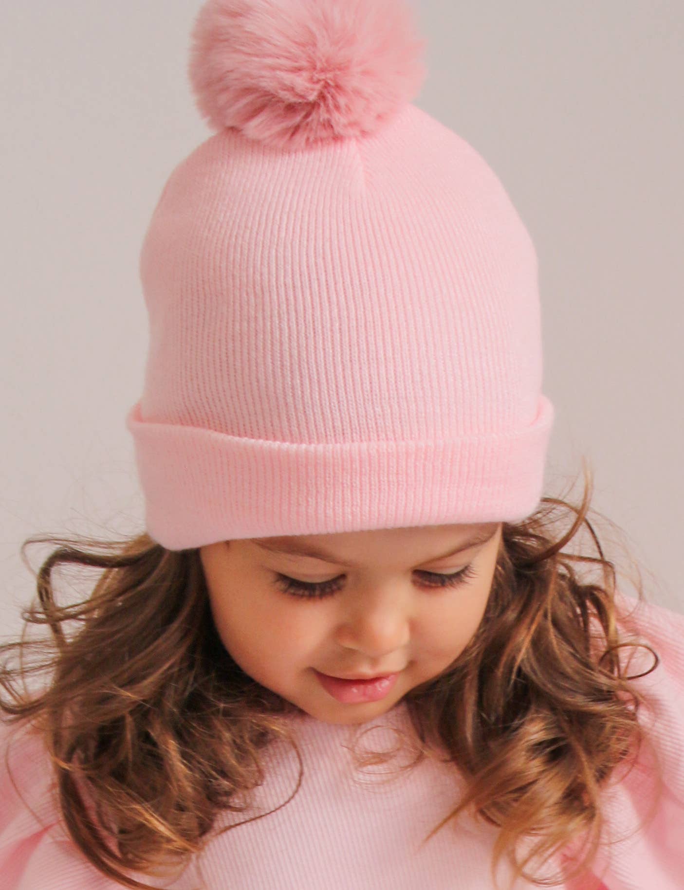 Himmelberg Baby - Vente Bonnet – enfant - Bonnet à pompon simple rose en sucre1
