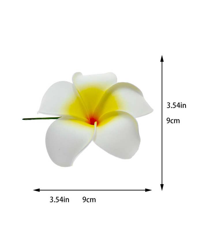 DK Hawaii - Wholesale Hair Pin - White Yellow Plumeria Flower Foam Hair Stick1