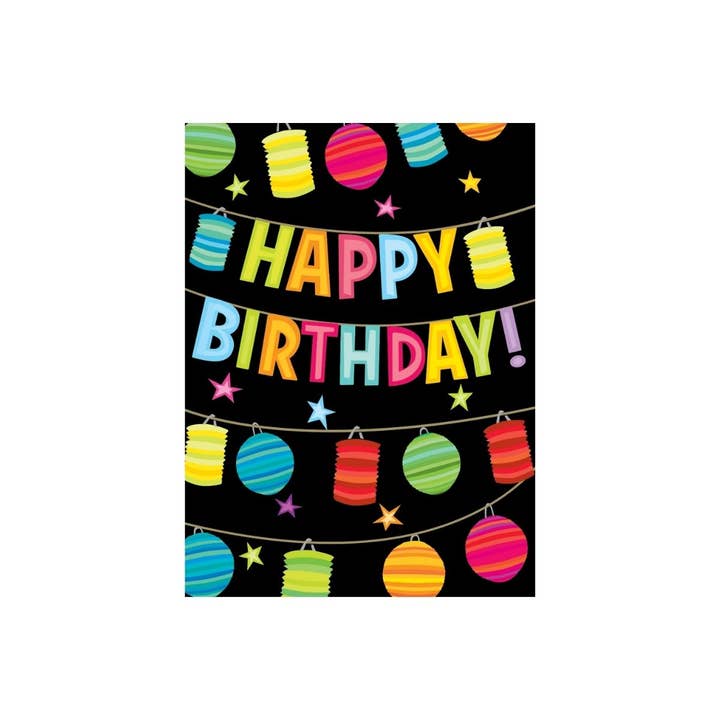 Carte de vœux d'anniversaire aux lanternes vivement colorées pour la vente par GreatArrow Graphics