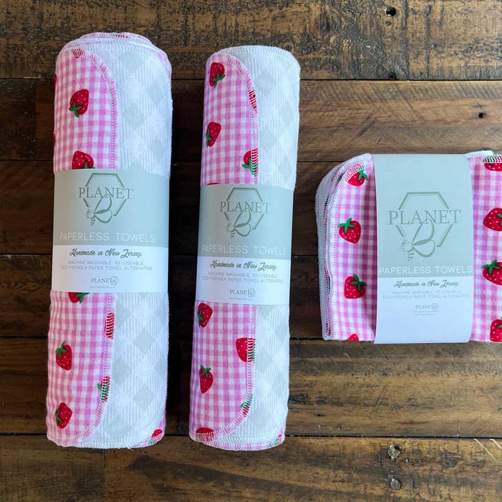 Serviettes Réutilisables - Vichy Fraise pour la vente par Planet B, Inc.