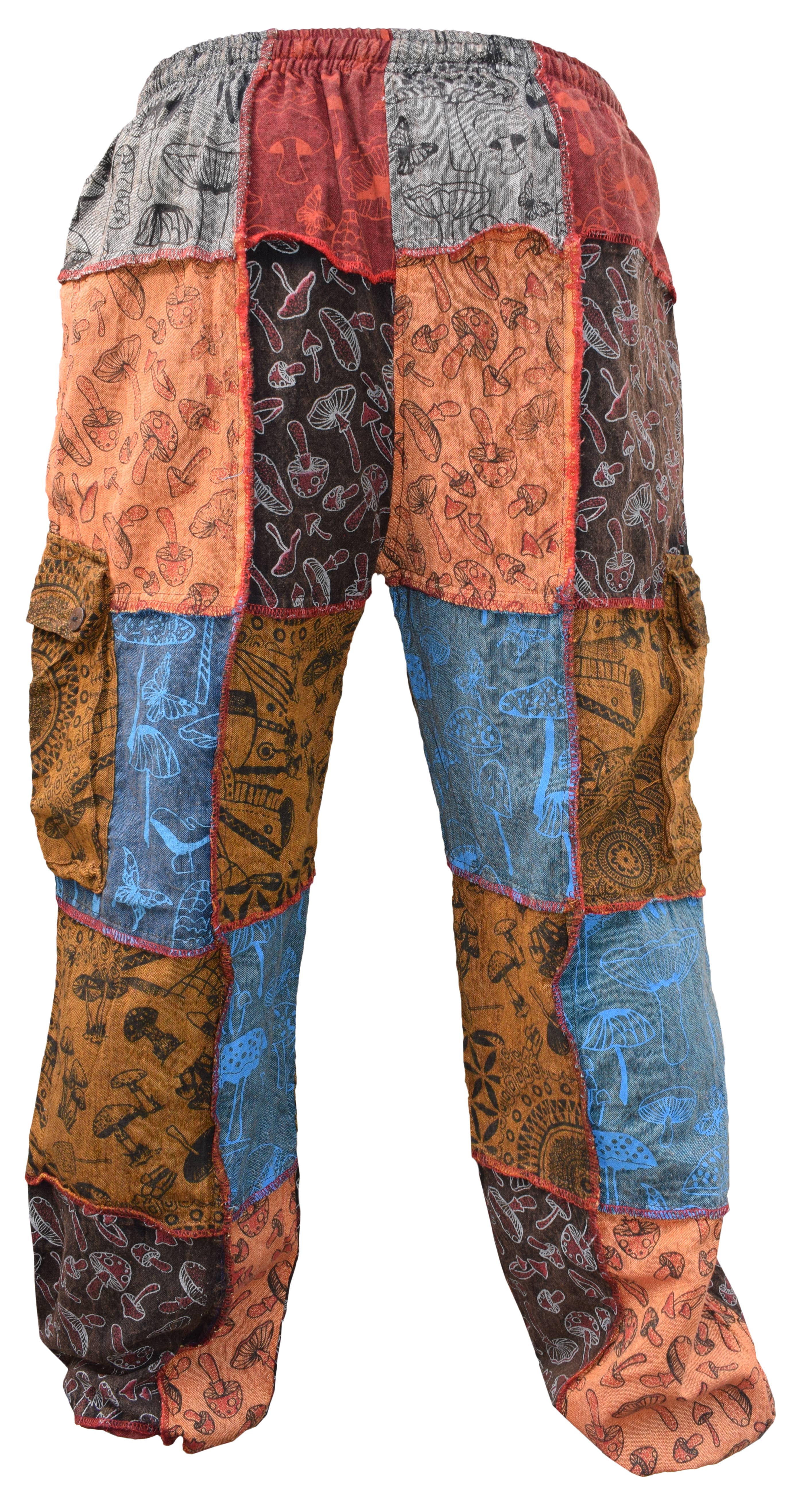 Gheri - Wholesale Broek - Uniseks - Patchwork Paddenstoel Print Yoga Cargo Zakbroek3