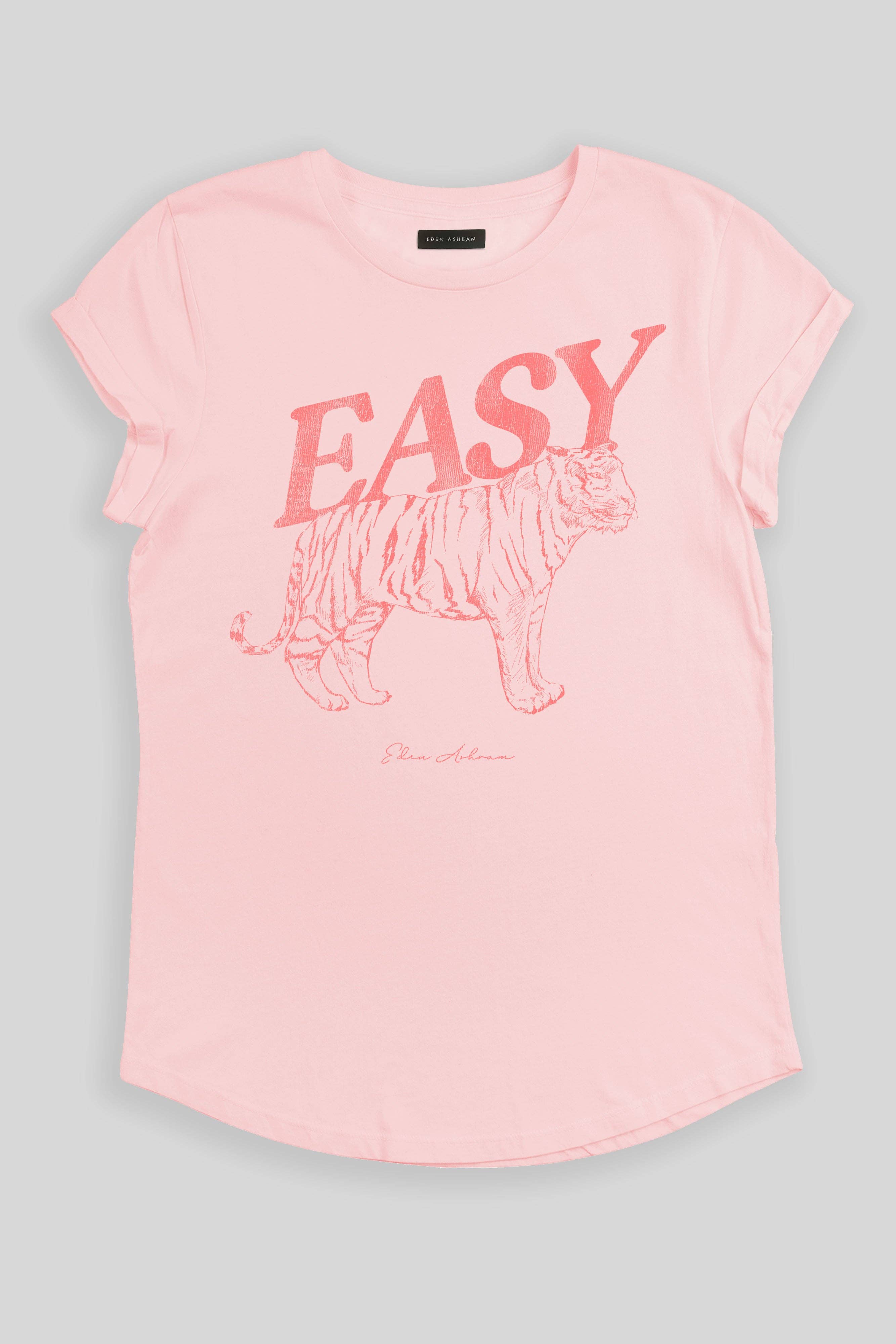Eden Ashram - Vendita all'ingrosso Maglietta serigrafata - Donna - T-shirt premium con maniche arrotolate Easy Tiger0