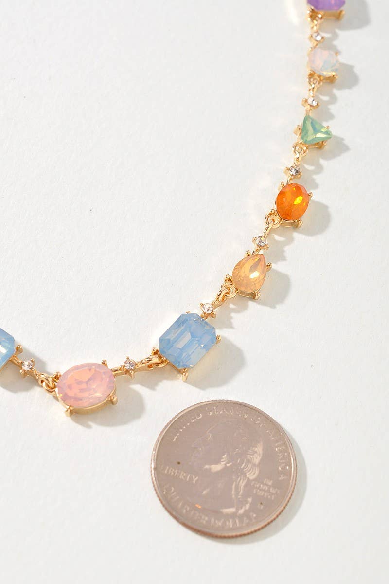 anbfashion – wholesale Pärlband/Pärlhalsband – Kristallfärgad stenpärlad halsband med rhinstenar i olika former2