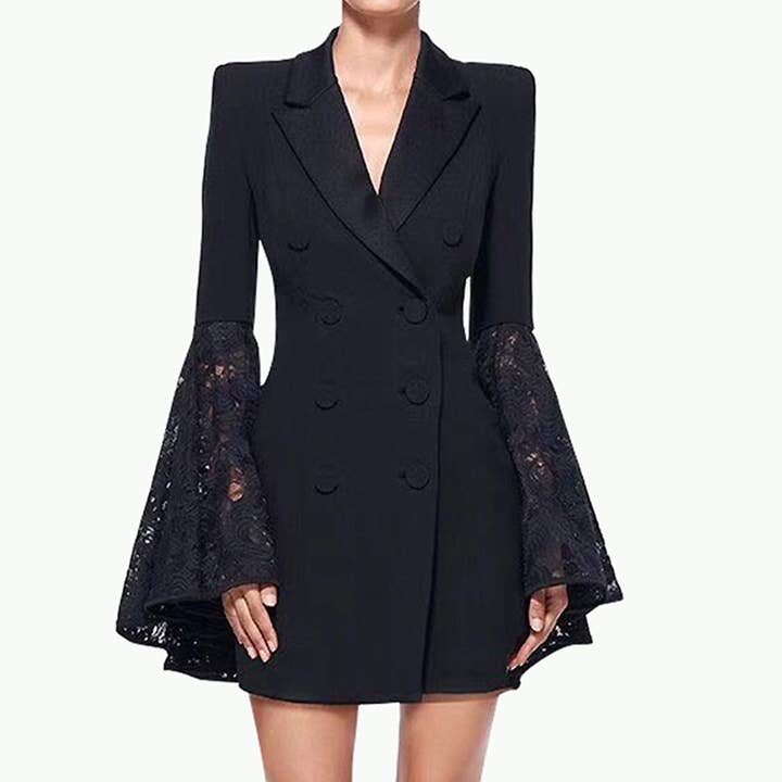 Black BL062 Suit Evening Dress Lace Sleeve Blazer for wholesale on Faire