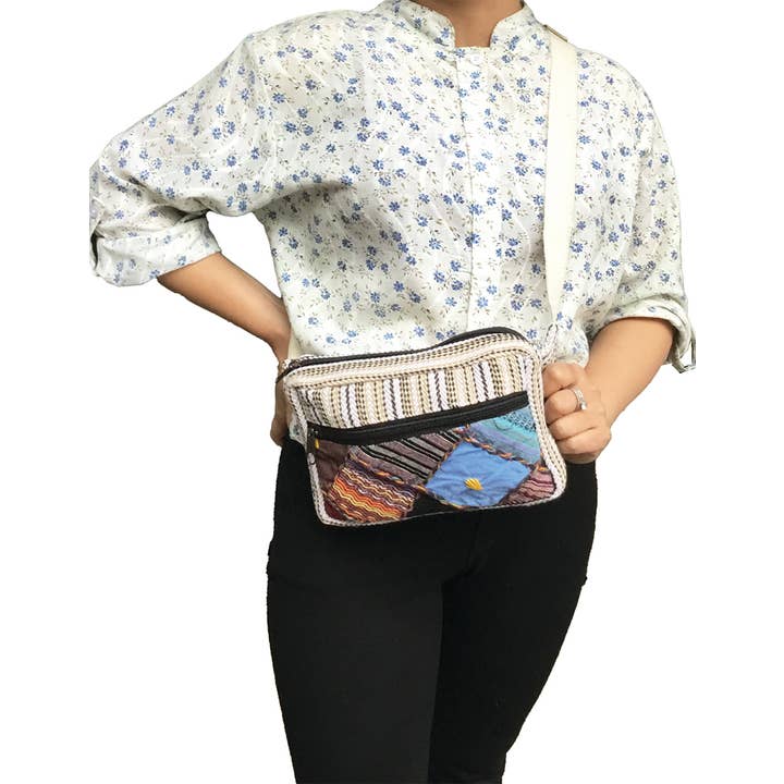 Multi Colored Patchwork Cotton Hippie Boho Crossbody Messenger Bag for wholesale on Faire
