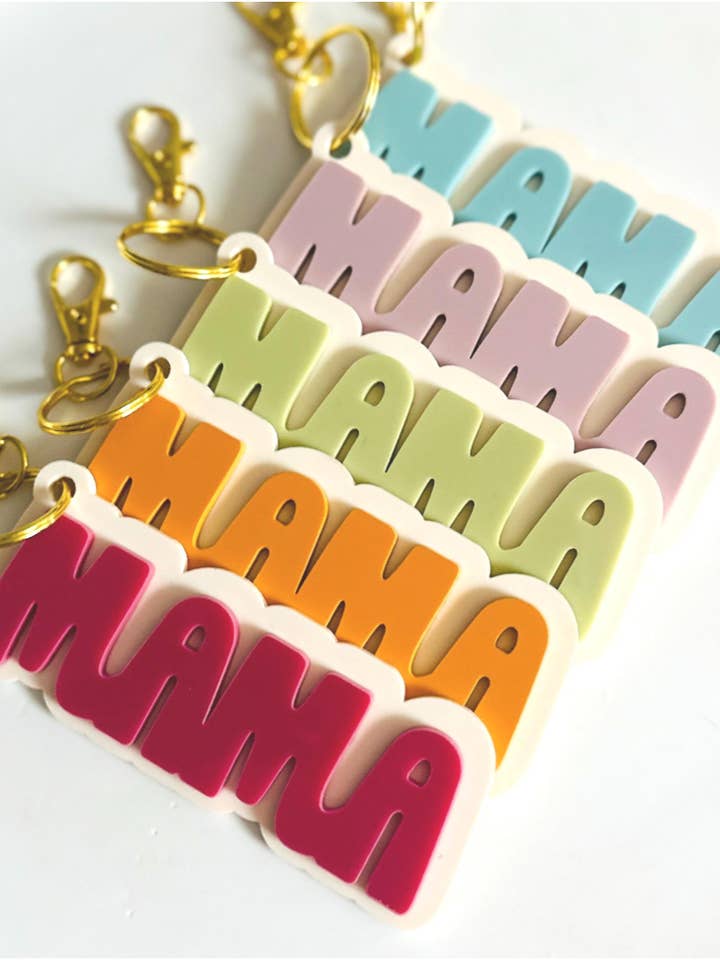 Retro “MAMA” Keychain for wholesale by Ever After Engraving