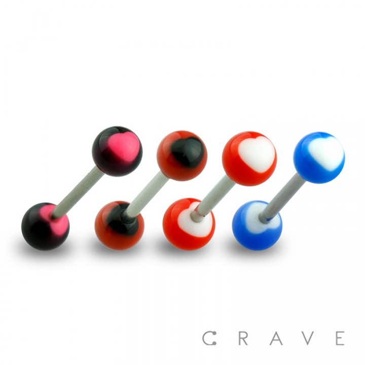 316L KIRURGISKT STÅL SKIVSTÅNG MED HJÄRTA DESIGN AKRYL BOLL för wholesale av CRAVE