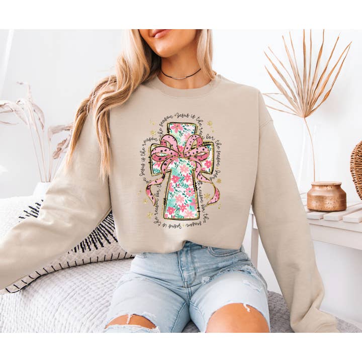 Moxie Brands - Wholesale Graphic Sweatshirt - Women's - Pink Cross