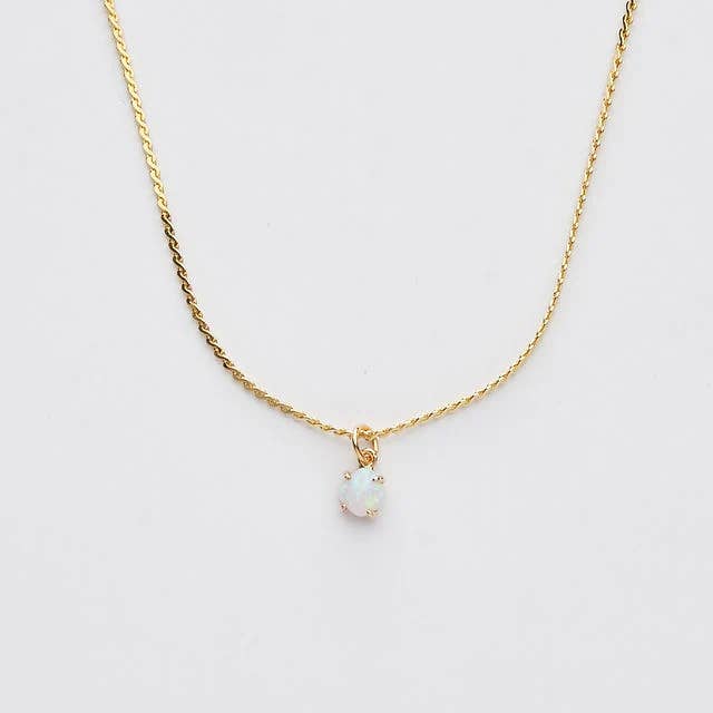Brenda Grands Jewelry - Wholesale Pendant/Charm Necklace - 18K Gold Dainty Opal Necklace