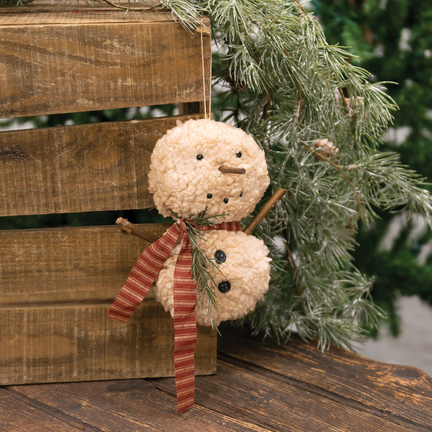 The Hearthside Collection - Wholesale Ornament - Sherpa Snowbaby Hanger w/Ticking Scarf1