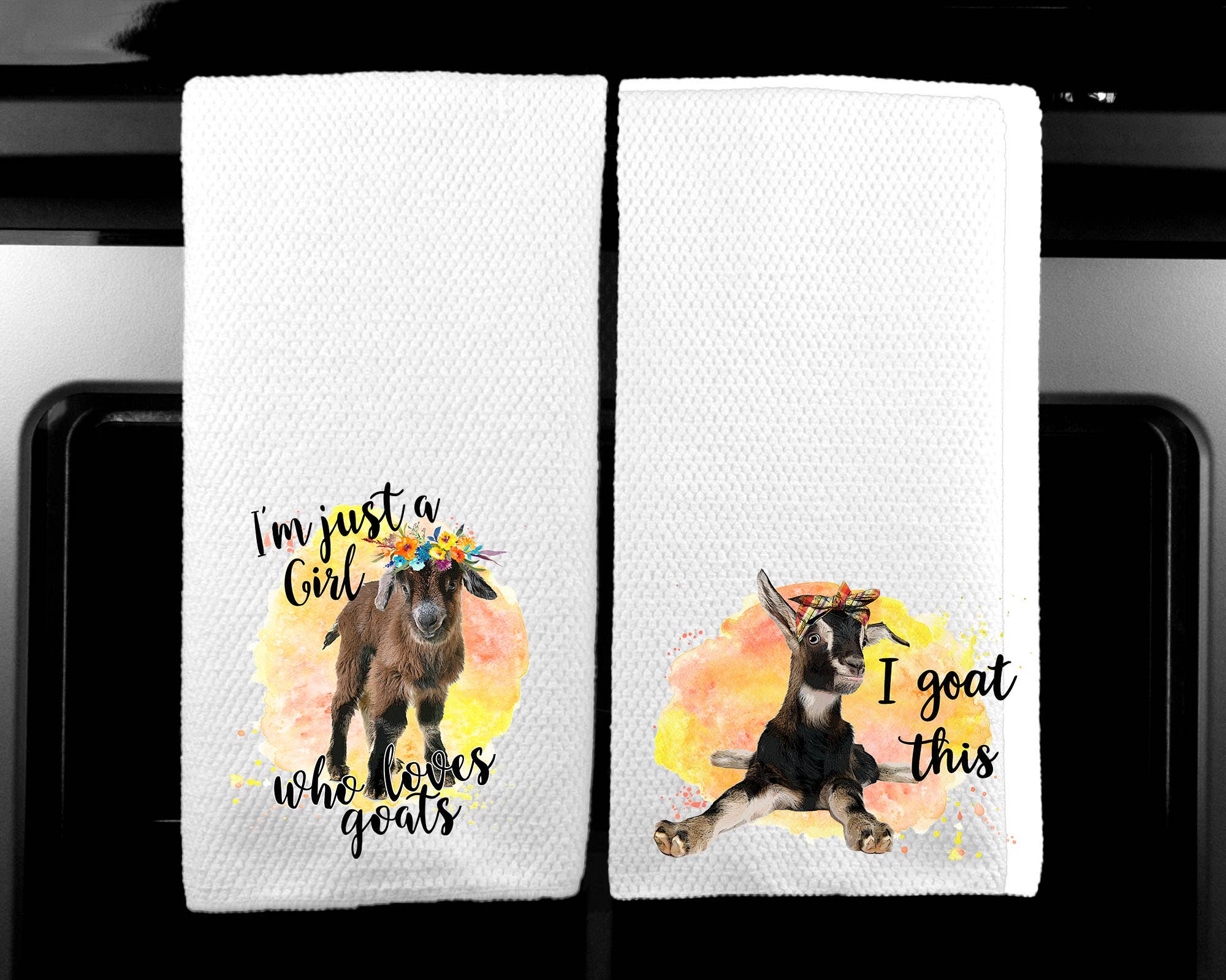 Dasha Alexander - Wholesale Tea Towel - New Goat Set of 2 Waffle Weave Microfiber Kitchen Towel  0