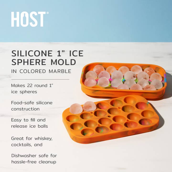 HOST - Wholesale Ice Tray/Mold - Silicone 1 inch Ice Sphere Mold in Colored Marble3